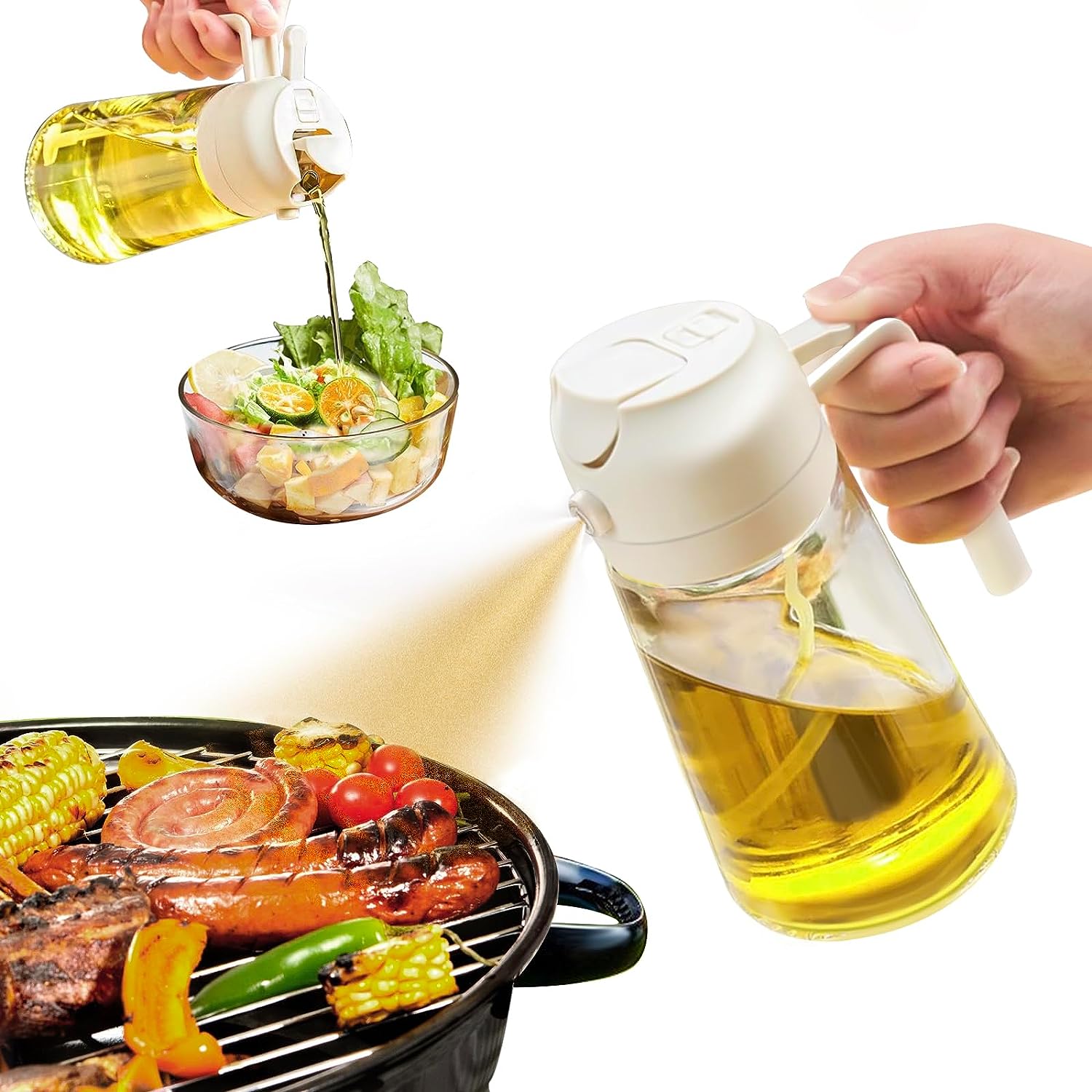 Oil Sprayer, Oil Dispenser Bottle, Glass Oil Bottle, Oil Spray Bottle, Food-grade Oil Mister for Air Fryer, Salad, Frying, BBQ -17oz/500ml (2 in 1) Oil Sprayer, Oil Dispenser Bottle, Glass Oil Bottle, Oil Spray Bottle, Food-grade Oil Mister for Air Fryer, Salad, Frying, BBQ -17oz/500ml (2 in 1)
